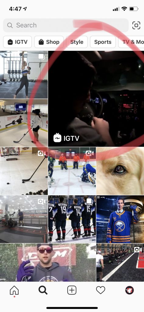 IGTV on explore tab